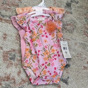 Carter's Pink Floral Baby Onesie Set of 3 Baby Girl 0-3 Month Newborn